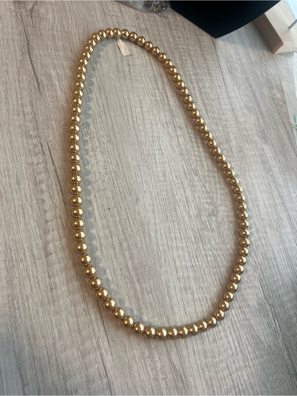 Gold Tone Beaded Statement Necklace | Classic Ball Bead Strand - Picture 2 of 6